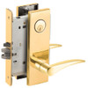 L9080P-12N-605-RH-RX Schlage L Series Storeroom Commercial - Request to Exit Mortise Lock with 12 Cast Lever Design in Bright Brass