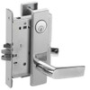 L9080P-01L-625-RX Schlage L Series Storeroom Commercial - Request to Exit Mortise Lock with 01 Cast Lever Design in Bright Chrome