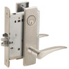 L9080P-12L-619-RH-RX Schlage L Series Storeroom Commercial - Request to Exit Mortise Lock with 12 Cast Lever Design in Satin Nickel