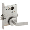 L9080L-01B-630-RX Schlage L Series Less Cylinder Storeroom Commercial - Request to Exit Mortise Lock with 01 Cast Lever Design in Satin Stainless Steel