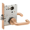 L9080L-03A-612-LX Schlage L Series Less Cylinder Storeroom Commercial - Latchbolt Monitor Mortise Lock with 03 Cast Lever Design in Satin Bronze