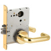 L9080L-03B-605-LX Schlage L Series Less Cylinder Storeroom Commercial - Latchbolt Monitor Mortise Lock with 03 Cast Lever Design in Bright Brass