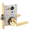 L9080L-05B-605-LX Schlage L Series Less Cylinder Storeroom Commercial - Latchbolt Monitor Mortise Lock with 05 Cast Lever Design in Bright Brass