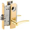 L9080L-12L-605-LH-RX Schlage L Series Less Cylinder Storeroom Commercial - Request to Exit Mortise Lock with 12 Cast Lever Design in Bright Brass