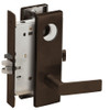 L9080L-01N-613-LX Schlage L Series Less Cylinder Storeroom Commercial - Latchbolt Monitor Mortise Lock with 01 Cast Lever Design in Oil Rubbed Bronze
