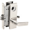 L9080L-01N-625-LX Schlage L Series Less Cylinder Storeroom Commercial - Latchbolt Monitor Mortise Lock with 01 Cast Lever Design in Bright Chrome