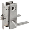 L9080L-05N-630-LX Schlage L Series Less Cylinder Storeroom Commercial - Latchbolt Monitor Mortise Lock with 05 Cast Lever Design in Satin Stainless Steel