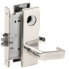 L9080L-06N-625-LX Schlage L Series Less Cylinder Storeroom Commercial - Latchbolt Monitor Mortise Lock with 06 Cast Lever Design in Bright Chrome