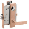 L9080L-01L-612-LX Schlage L Series Less Cylinder Storeroom Commercial - Latchbolt Monitor Mortise Lock with 01 Cast Lever Design in Satin Bronze