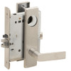 L9080L-01L-619-LX Schlage L Series Less Cylinder Storeroom Commercial - Latchbolt Monitor Mortise Lock with 01 Cast Lever Design in Satin Nickel