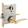 L9080J-12A-606-RH-RX Schlage L Series Storeroom Commercial - Request to Exit Mortise Lock with 12 Cast Lever Design Prepped for FSIC in Satin Brass