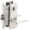 L9080J-12N-629-LH-RX Schlage L Series Storeroom Commercial - Request to Exit Mortise Lock with 12 Cast Lever Design Prepped for FSIC in Bright Stainless Steel