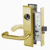 CRCN8823FL-606-LC Yale 8800FL Series Less Cylinder with Deadbolt Mortise Storeroom Lock with Indicator with Carmel Lever in Satin Brass
