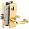 L9080J-03N-605-LX Schlage L Series Storeroom Commercial - Latchbolt Monitor Mortise Lock with 03 Cast Lever Design Prepped for FSIC in Bright Brass