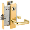 L9080J-03L-605-LX Schlage L Series Storeroom Commercial - Latchbolt Monitor Mortise Lock with 03 Cast Lever Design Prepped for FSIC in Bright Brass