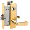 L9080J-06L-605-LX Schlage L Series Storeroom Commercial - Latchbolt Monitor Mortise Lock with 06 Cast Lever Design Prepped for FSIC in Bright Brass