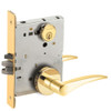 L9070P-12A-605-LH-RX Schlage L Series Classroom Commercial - Request to Exit Mortise Lock with 12 Cast Lever Design in Bright Brass