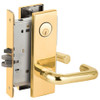 L9070P-03N-605 Schlage L Series Classroom Commercial - Request to Exit Mortise Lock with 03 Cast Lever Design in Bright Brass