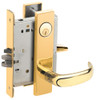 L9070P-17L-605 Schlage L Series Classroom Commercial - Request to Exit Mortise Lock with 17 Cast Lever Design in Bright Brass