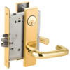 L9070P-03L-605-LX Schlage L Series Classroom Commercial - Latchbolt Monitor Mortise Lock with 03 Cast Lever Design in Bright Brass