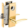 L9070L-12N-605-RH-RX Schlage L Series Less Cylinder Classroom Commercial - Request to Exit Mortise Lock with 12 Cast Lever Design in Bright Brass