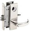 L9070L-17N-629-LX Schlage L Series Less Cylinder Classroom Commercial - Latchbolt Monitor Mortise Lock with 17 Cast Lever Design in Bright Stainless Steel