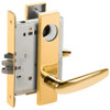 L9070L-07L-605-LX Schlage L Series Less Cylinder Classroom Commercial - Latchbolt Monitor Mortise Lock with 07 Cast Lever Design in Bright Brass