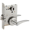 L9070J-12B-626-LH-RX Schlage L Series Classroom Commercial - Request to Exit Mortise Lock with 12 Cast Lever Design Prepped for FSIC in Satin Chrome
