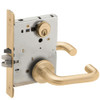 L9076P-03A-606 Schlage L Series Classroom Holdback Mortise Lock with 03 Cast Lever Design in Satin Brass