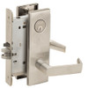 L9076P-06N-619 Schlage L Series Classroom Holdback Mortise Lock with 06 Cast Lever Design in Satin Nickel