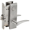 L9076P-12N-630-LH Schlage L Series Classroom Holdback Mortise Lock with 12 Cast Lever Design in Satin Stainless Steel