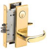 L9076P-17N-605 Schlage L Series Classroom Holdback Mortise Lock with 17 Cast Lever Design in Bright Brass