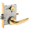 L9076P-07B-605-LX Schlage L Series Classroom Holdback - Latchbolt Monitor Mortise Lock with 07 Cast Lever Design in Bright Brass