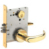 L9076P-17B-605-LX Schlage L Series Classroom Holdback - Latchbolt Monitor Mortise Lock with 17 Cast Lever Design in Bright Brass