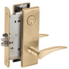L9076P-12N-606-RH Schlage L Series Classroom Holdback - Request to Exit Mortise Lock with 12 Cast Lever Design in Satin Brass