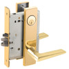 L9076P-05L-605 Schlage L Series Classroom Holdback - Request to Exit Mortise Lock with 05 Cast Lever Design in Bright Brass
