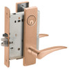 L9076P-12L-612-RH Schlage L Series Classroom Holdback - Request to Exit Mortise Lock with 12 Cast Lever Design in Satin Bronze