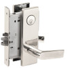 L9076P-01N-629 Schlage L Series Classroom Holdback - Latchbolt Monitor Mortise Lock with 01 Cast Lever Design in Bright Stainless Steel