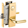 L9076P-02N-605 Schlage L Series Classroom Holdback - Latchbolt Monitor Mortise Lock with 02 Cast Lever Design in Bright Brass