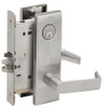 L9076P-06N-630 Schlage L Series Classroom Holdback - Latchbolt Monitor Mortise Lock with 06 Cast Lever Design in Satin Stainless Steel