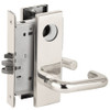 L9076L-03N-625-LX Schlage L Series Less Cylinder Classroom Holdback - Latchbolt Monitor Mortise Lock with 03 Cast Lever Design in Bright Chrome