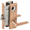 L9076L-05N-612-LX Schlage L Series Less Cylinder Classroom Holdback - Latchbolt Monitor Mortise Lock with 05 Cast Lever Design in Satin Bronze