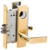 L9076L-01L-605-RX Schlage L Series Less Cylinder Classroom Holdback - Request to Exit Mortise Lock with 01 Cast Lever Design in Bright Brass