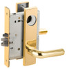 L9076L-02L-605-RX Schlage L Series Less Cylinder Classroom Holdback - Request to Exit Mortise Lock with 02 Cast Lever Design in Bright Brass
