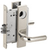 L9076L-02L-629-LX Schlage L Series Less Cylinder Classroom Holdback - Latchbolt Monitor Mortise Lock with 02 Cast Lever Design in Bright Stainless Steel