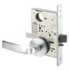 JNR8823FL-618-LC Yale 8800FL Series Less Cylinder with Deadbolt Mortise Storeroom Lock with Indicator with Jefferson Lever Lock Prepped LFIC in Bright Nickel