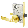 JNR8847FL-605-LC Yale 8800FL Series Less Cylinder with Deadbolt Mortise Entrance Lock with Indicator with Jefferson Lever Lock Prepped LFIC in Bright Brass