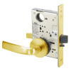 JNR8847FL-606-LC Yale 8800FL Series Less Cylinder with Deadbolt Mortise Entrance Lock with Indicator with Jefferson Lever Lock Prepped LFIC in Satin Brass