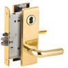 L9076J-02N-605-RX Schlage L Series Classroom Holdback - Request to Exit Mortise Lock with 02 Cast Lever Design Prepped for FSIC in Bright Brass