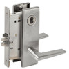 L9076J-05N-630-LX Schlage L Series Classroom Holdback - Latchbolt Monitor Mortise Lock with 05 Cast Lever Design Prepped for FSIC in Satin Stainless Steel